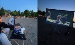 Yalova’da 3 kafadar plajı açık hava sinemasına çevirdi