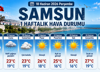 18 Haziran 2026 Perşembe Samsun 1 Haftalık Hava Durumu
