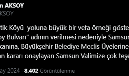 İsmi Samsun’da bulvara Verildi