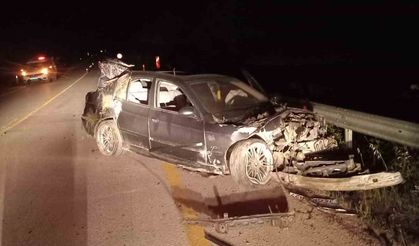 Önce ağaçlara, sonra bariyerlere çarptı: 1 yaralı