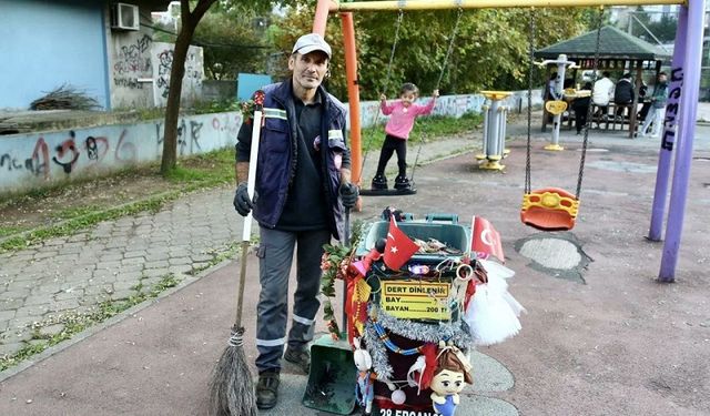 Giresun’da Temizlik İşçisi Arabasına Dert Dinleme Tarifi Astı