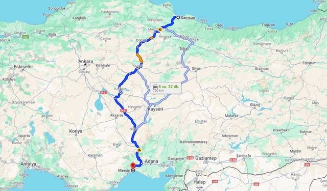 Samsun Mersin Arası Kaç Kilometre? Seyahat Detayları