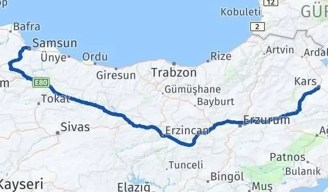 Samsun Kars Arası Kaç Km? Yolculuk Süreleri
