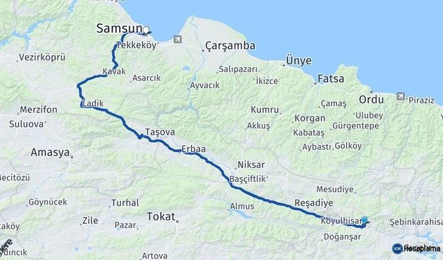 Sivas Samsun Arası Kaç Km? Yolculuk Süreleri
