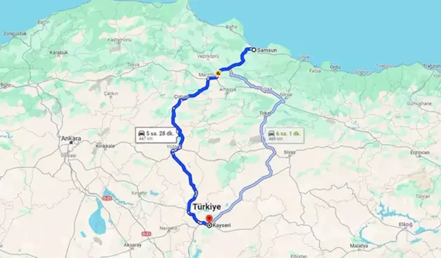 Samsun Kayseri Kaç Km? Yolculuk Süresi Detayları