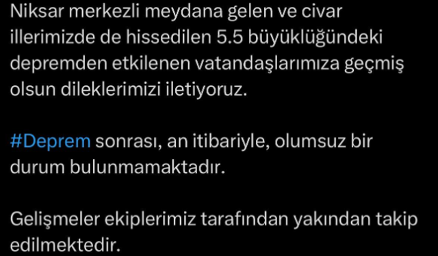Tokat’ta Meydana Gelen Deprem Sonrası Valilik Açıklama Yaptı!