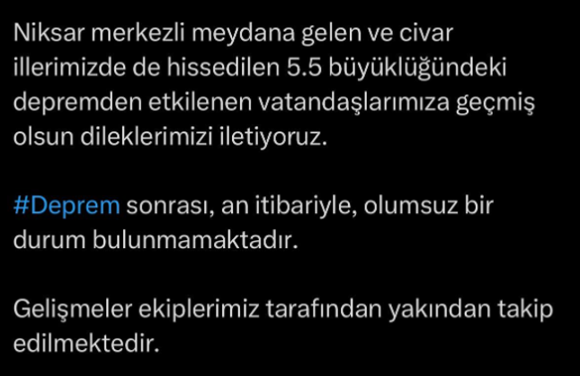 Tokat’ta Meydana Gelen Deprem Sonrası Valilik Açıklama Yaptı!