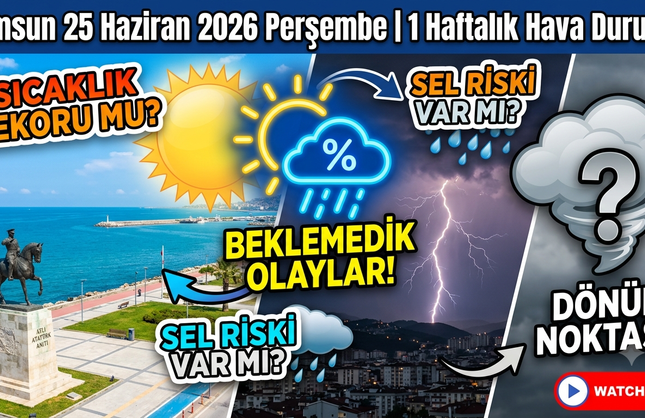 Samsun 25 Haziran 2026 Perşembe 1 Haftalık Hava Durumu