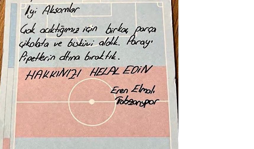 Trabzonsporlu oyuncular büfeden aldıkları çikolata ve bisküvilerin parasını not yazarak bıraktılar