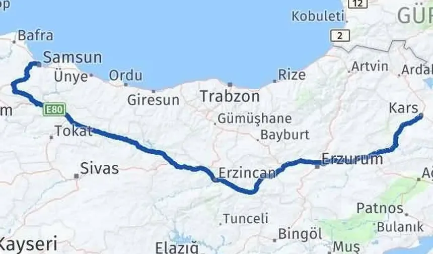 Samsun Kars Arası Kaç Km? Yolculuk Süreleri